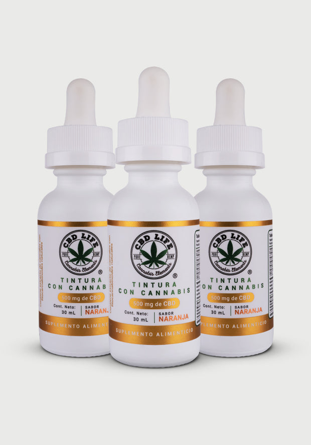 3 Pack Tintura con cannabis sabor naranja (500 mg de CBD)