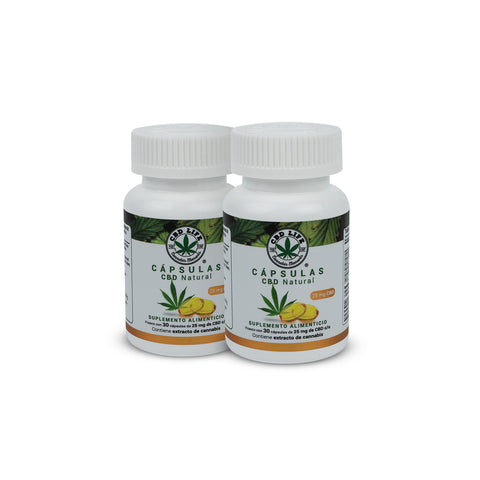 Cápsulas de CBD 25mg | 30 Cápsulas con Aceite MCT de Coco Orgánico