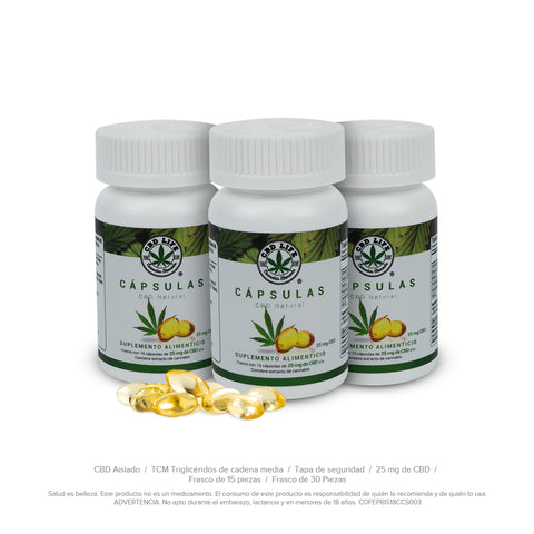 Cápsulas con CBD 25mg - 3 Pack