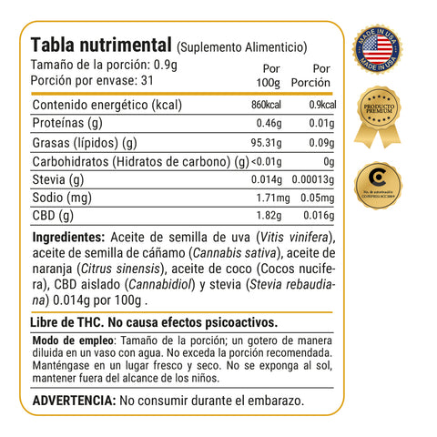 Tintura de CBD 500mg | Aceite de Cannabis con Sabor a Naranja Orgánica