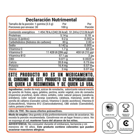 Gomitas de CBD Sabor Mix de Frutas, Con Vitaminas y Minerales - imagen 3