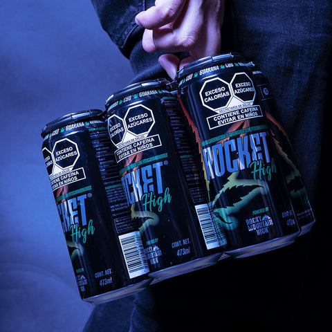 Rocket High con CBD, Pack de 6 Bebidas Energéticas Carbonatadas con Guaraná y Cannabidiol - imagen 4