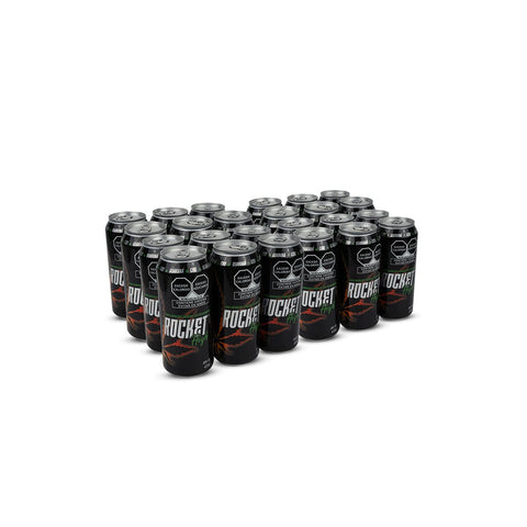 Rocket High con CBD, Pack de 24 Bebidas Energéticas Carbonatadas con Guaraná y Cannabidiol