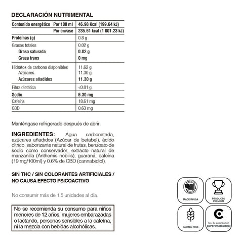 Rocket High con CBD, Pack de 6 Bebidas Energéticas Carbonatadas con Guaraná y Cannabidiol - imagen 3