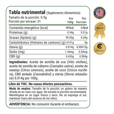 Tintura de CBD 125mg | Aceite de Cannabis con Sabor a Naranja Orgánica - CBD Life