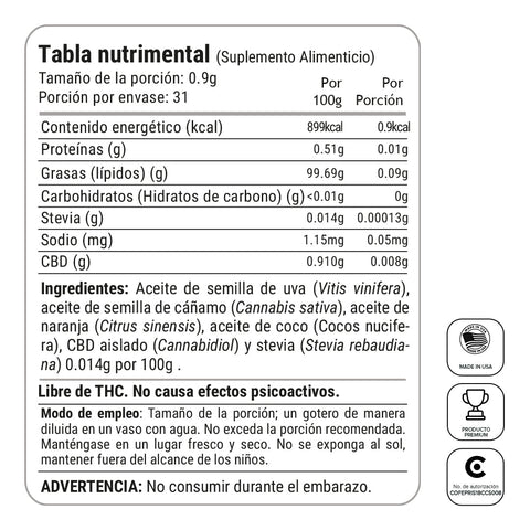 Tintura de CBD 250mg, Aceite de Cannabis con Sabor a Naranja Orgánica - imagen 4